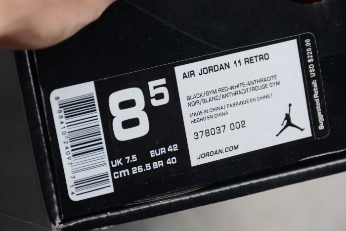 Air Jordan 11 Retro BP "72-10" black mens 378037-002